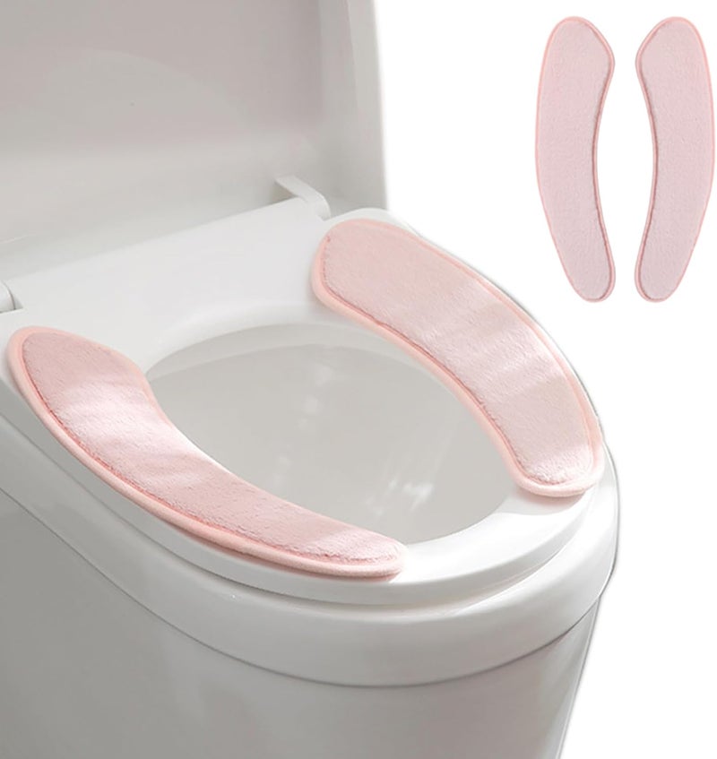 Iensen Thick and Warm Toilet Seat Cushion Cover - with Sticky Toilet Seat Cushion - Washable and Reusable Mat for Winter - Double Flap Separation, TPR Back Adhesive, Soft and Protective (Pink) - Image 1